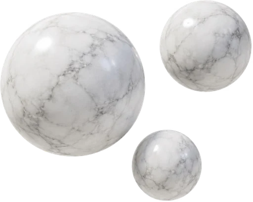 Three marble spheres